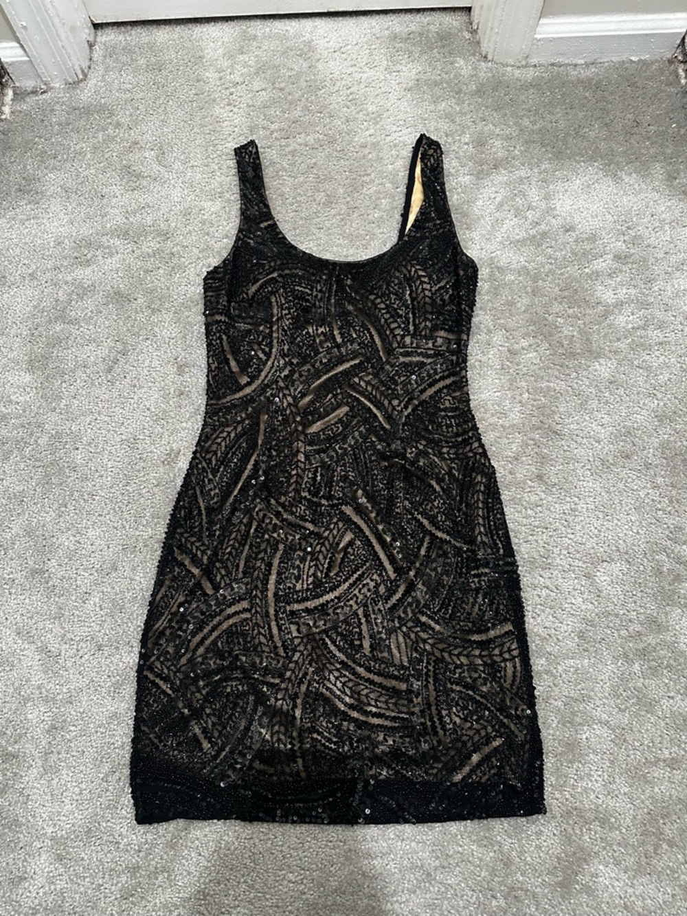 Scala Beaded Mini Dress in Black Size 6